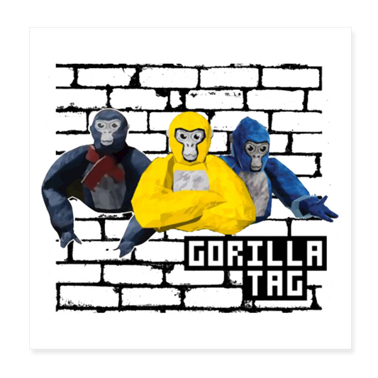 Brickwall Gorilla Tag Poster 8x8 - white